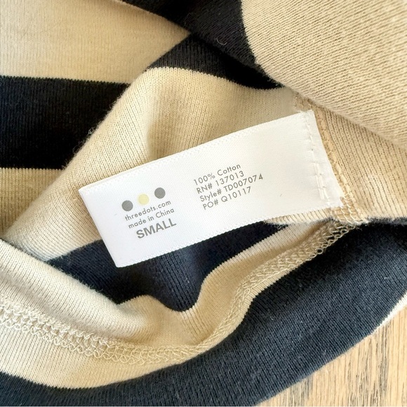 Three Dots Women’s Long Sleeve V-neck Striped 3/4 Sleeve Cotton Shirt Size Small - Picture 12 of 14